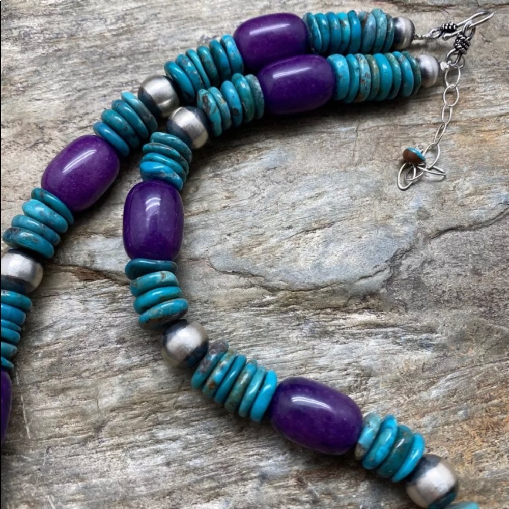 Sterlingsilver Dyed Sugilitewturquoisebeadnecklace - image 8